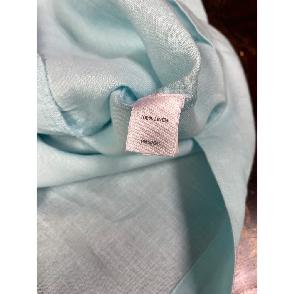 Pure Jill J Jill Petite Blue Linen Sleeveless Tunic Top Pockets Oversized PM - Picture 10 of 11
